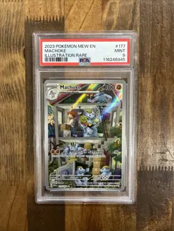 Graded PSA 9 2023 Pokemon Mew EN Machoke Illustration Rare #177 - Image 1