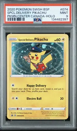 SPECIAL DELIVERY PIKACHU PSA 9 2020 POKEMON SWSH BSP #074 CENTER CANADA 2288 - Image 1