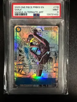 2025 ONE PIECE OP06-119 PRB02 #119 PREMIUM BOOSTER SANJI MANGA ALT ART PSA 9 - Image 1