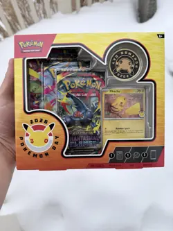Pokemon Day 2026 Collection Sealed Box Pikachu Promo Card Coin 3 Booster Packs - Image 1