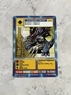 Digimon MetalGreymon CP-01 Trading Card 1999 Bandai Vintage Playing Card - Image 1