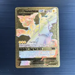 Trade card Pikachu & Zekrom GX Gold Metal Ultra Rare TAG TEAM Sm12a 184/181 Card - Image 1