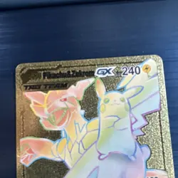 Trade card Pikachu & Zekrom GX Gold Metal Ultra Rare TAG TEAM Sm12a 184/181 Card - Image 2