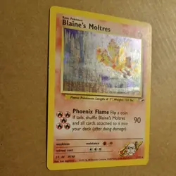 Pokemon Blaine's Moltres Holo Gym Heroes 1/132 Swirl Damaged - Image 2