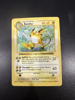 Raichu Pokemon TCG Base Set Shadowless 14/102 Holo Rare #14 NM - Image 2