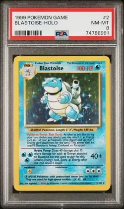 1999 POKEMON GAME #2/102 BLASTOISE HOLO BASE SET PSA 8 - Image 1