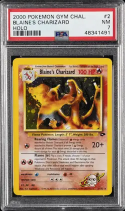 2000 POKEMON GYM CHALLENGE HOLO #2 BLAINE'S CHARIZARD PSA 7 - Image 1