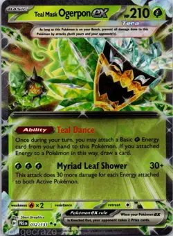 Teal Mask Ogerpon ex 012/131 Double Rare Prismatic Evolutions Pokemon NM - Image 1