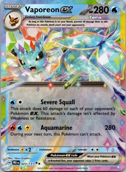 Vaporeon ex 023/131 Double Rare Prismatic Evolutions Pokemon NM - Image 1
