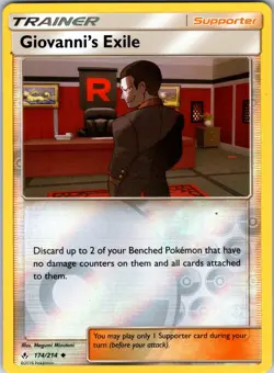 Giovanni's Exile 174/214 SM - Unbroken Bonds Pokemon TCG NM Reverse Holo - Image 1