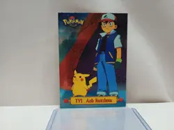1999 Topps Pokemon #TV1 Ash Ketchum Pikachu Foil Trading Card - Image 2