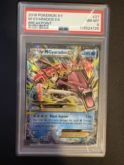 2016 Pokemon XY Breakpoint PSA 8 Mega M Shiny Gyarados EX Holo #27 Near Mint - Image 1