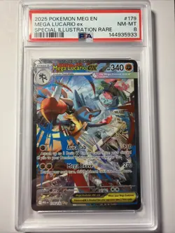 Pokemon Mega Lucario ex 179/132 Mega Evolution Special Illustration Rare PSA 8 - Image 1
