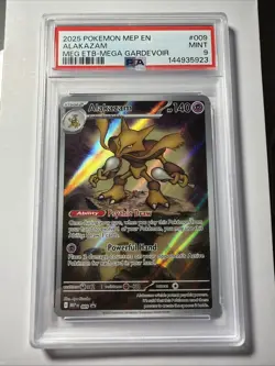 2025 POKEMON MEP MEGA EVOLUTION ETB PROMO #009 ALAKAZAM PSA 9 - Image 1