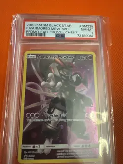 PSA 8 Pokemon 2019 Collectors Chest Promo Full Art Armored Mewtwo #SM228 NM/MT! - Image 1