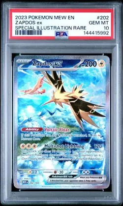 PSA 10 Zapdos EX 202/165 Pokemon Scarlet Violet 151 Special Illustration Rare - Image 1