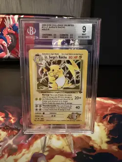 2000 Pokemon TCG Lt. Surge's Raichu 11/132 Holo Rare Gym Challenge BGS 9 Mint - Image 1
