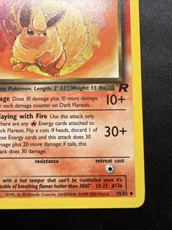 Dark Flareon 35/82 Pokemon 2000 Team Rocket 1st Edition - LP - Image 4