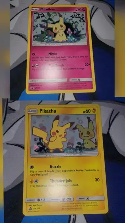Pikachu SM162 SM Holo Promo NM & Mimikyu Black Star Promo SM163 NM Holo (2 Cards - Image 1