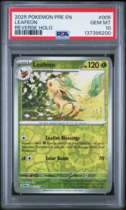 2025 POKEMON PRE EN-PRISMATIC EVOLUTIONS REVERSE HOLO #005 LEAFEON PSA 10 - Image 1