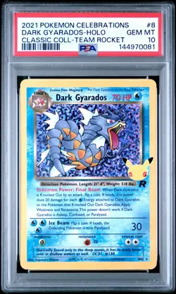 2021 POKEMON CELEBRATIONS CLASSIC COLL #8 DARK GYARADOS-HOLO PSA 10 - Image 1