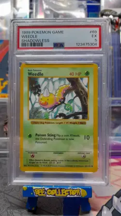 Pokemon tcg PSA 5 - Shadowless Weedle - 69/106 Base Set 1999 Excellent - Image 1