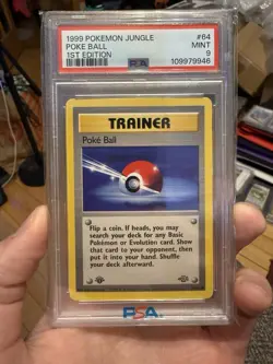 Pokemon 1999 Poke Ball 64/64 1st Edition Jungle PSA 9 - Image 1