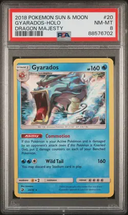 2018 Pokemon Sun & Moon Dragon Majesty 20 Gyarados Holo - PSA 8 - Image 1