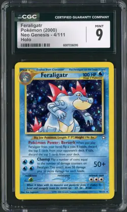 2000 Pokemon Neo Genesis Unlimited Feraligatr Holo Rare 4/111 CGC Mint 9 - Image 1