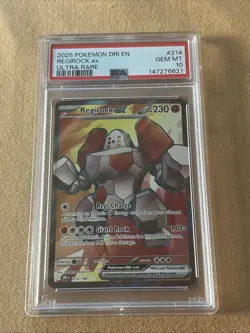 2025 POKEMON DESTINED RIVALS ULTRA RARE 214/182 REGIROCK EX PSA 10 Gem Mint - Image 1