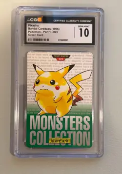 Pikachu Bandai Carddass 1996 Pokemon Carddass Part 1 – No. 025 Green Card CGC10 - Image 1