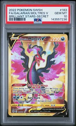 2022 POKEMON SWORD & SHIELD BRILLIANT STARS FULL ART/GALARIAN MOLTRES V PSA 10 - Image 1
