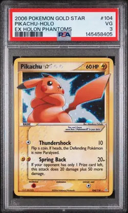 Pikachu Gold Star Holo Rare 104/110 Holon Phantoms Gold Star Pokemon Card PSA 3 - Image 1