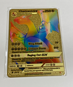 Pokemon TCG Charizard GX 250- Metal Collectors Card Gold Rainbow - NEW - Image 1