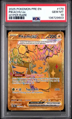 2025 POKEMON PRE EN-PRISMATIC EVOLUTIONS HYPER RARE #179 PIKACHU EX PSA 10 - Image 1