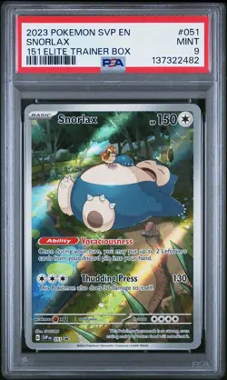 2023-25 Pokemon SV Black Star Promos SVP EN Snorlax #051 PSA 9 - Image 1