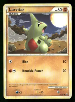 Larvitar 51/95 Common HGSS Unleashed Pokemon Moderately Played - Image 1