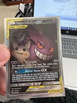 Pokemon Gengar & Mimikyu GX TAG TEAM Full Art Holo SM-Team Up 165/181 HP 240 - Image 2