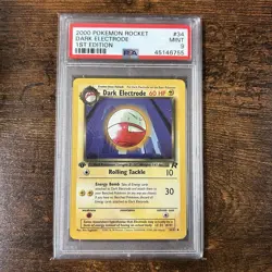 Dark Electrode 34/82 1st Edition 2000 Pokemon Team Rocket PSA 9 Mint - Image 1