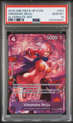 2025 ONE PIECE OP12-LEGACY OF THE MASTER #063 VINSMOKE REIJU ALT ART PSA 10 - Image 1