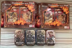 4 Vol 2 Tins Full Set + 2 Illustration Boxes Vol. 5 - One Piece TCG Lot - Image 1