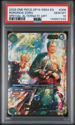 PSA 10 ONE PIECE OP14-EB04-THE AZURE SEA'S SEVEN RORONOA ZORO SPECIAL ALT ART - Image 1