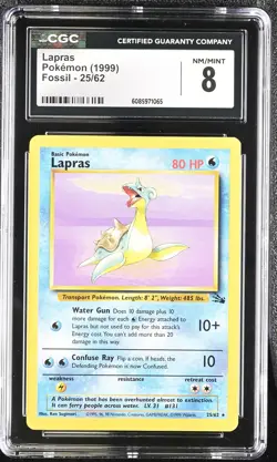 1999 Fossil Pokemon Lapras CGC 8 25/62 - Image 1