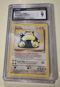 2000 WotC Pokemon Base Set 2 Snorlax 30/130 Unlimited Rare CGC 9 Mint - Image 1