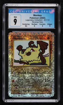 Mankey Reverse Foil Pokemon Legendary Collection CGC 9 Mint 2002 - Image 1