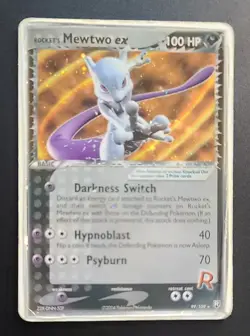 Pokemon TCG Rocket's Mewtwo EX Holo Team Rocket Returns 99/109 HEAVILY PLAYED - Image 1