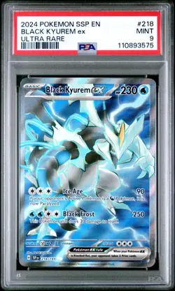 2024 POKEMON SSP EN-SURGING SPARKS ULTRA RARE #218 BLACK KYUREM EX PSA 9 - Image 1