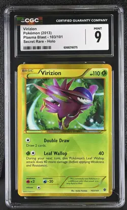 CGC 9 MINT Virizion 2013 Plasma Blast 103/101 Secret Rare Holo Pokemon Card - Image 1