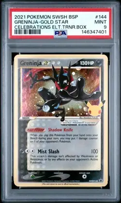 2021 Pokemon Greninja Gold Star Celebrations ETB Promo SWSH144 Mint PSA 9 - Image 1