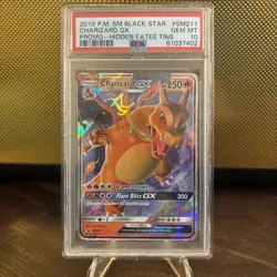 2019 Pokemon SM BSP Hidden Fates Tins #SM211 Charizard GX PSA 10 GEM MINT - Image 1